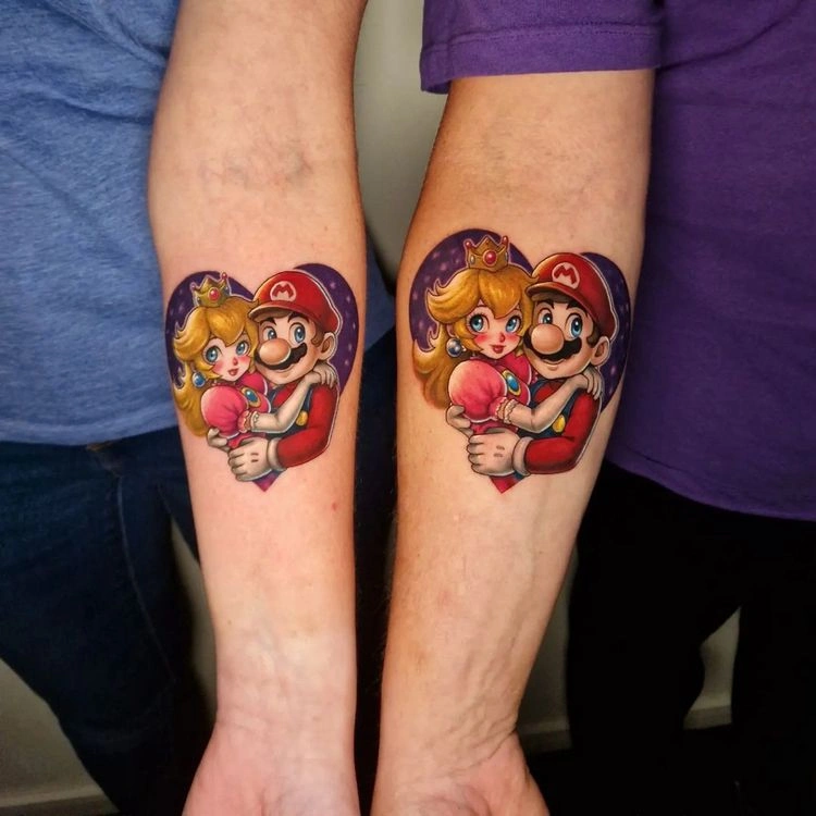 Lustige Paar Tattoos - Super Mario