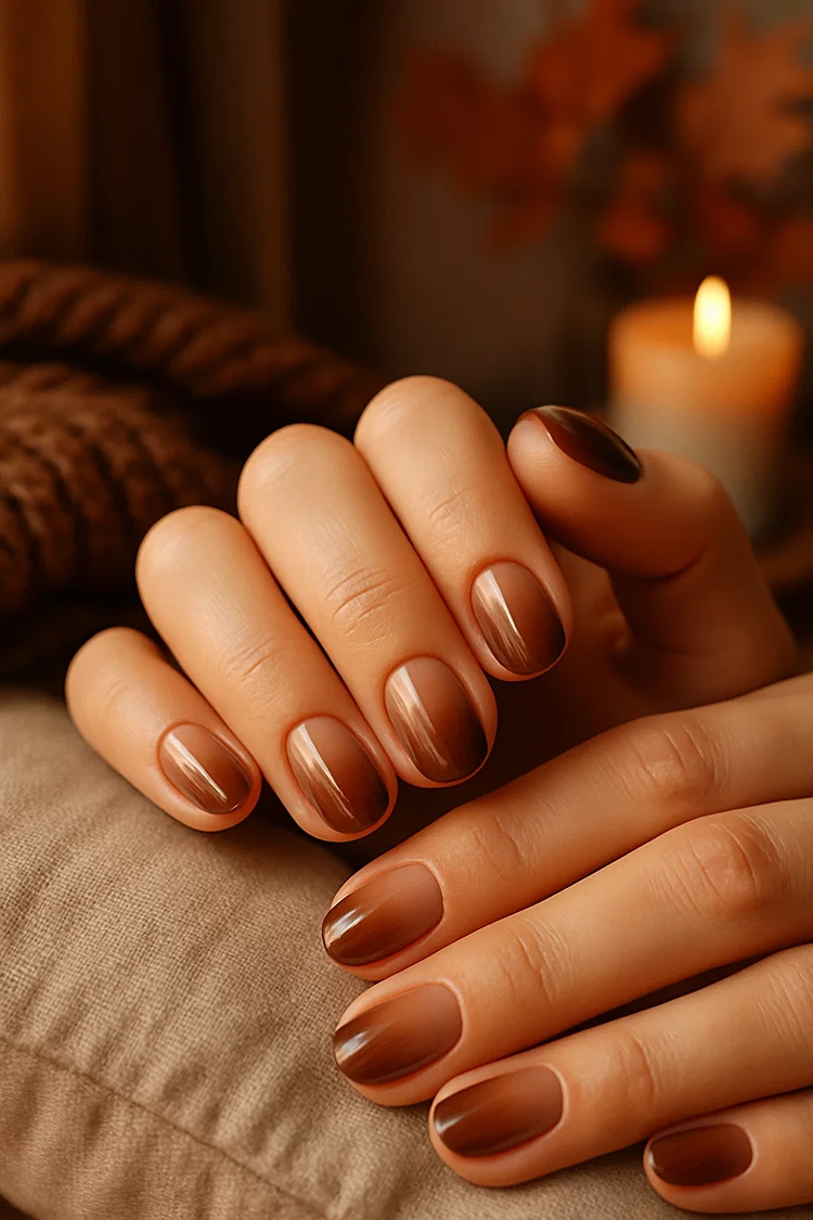 nageldesign herbst braun ombre nägel