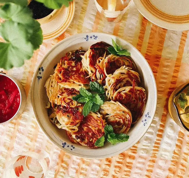 Spaghetti Fritters selber machen in der Pfanne