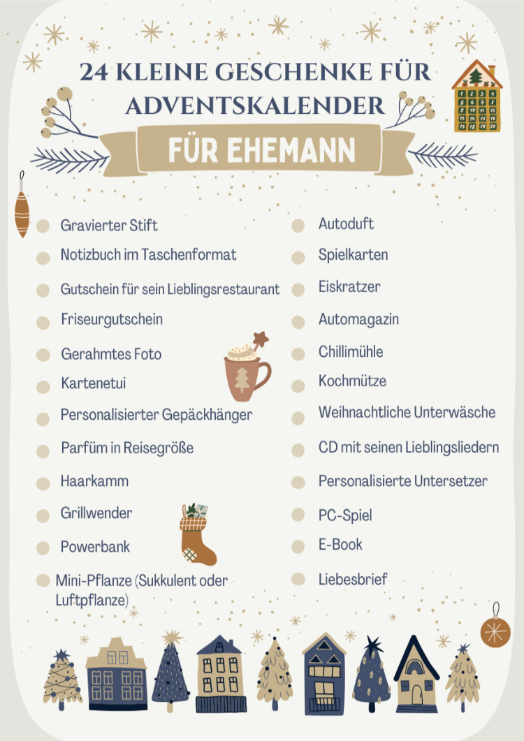 24 kleine geschenke für adventskalender für ehemann