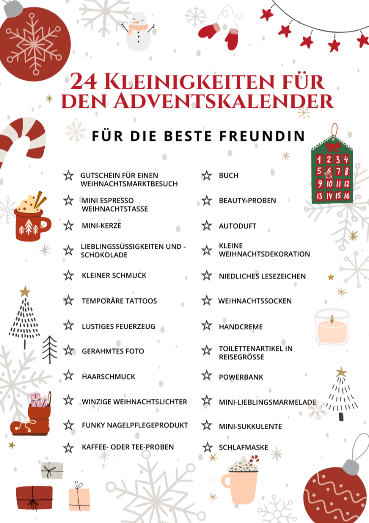 24 kleinigkeiten für adventskalender für die beste freundin