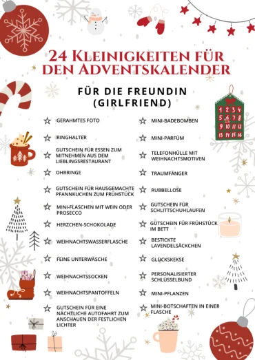24 kleinigkeiten für adventskalender für die freundin