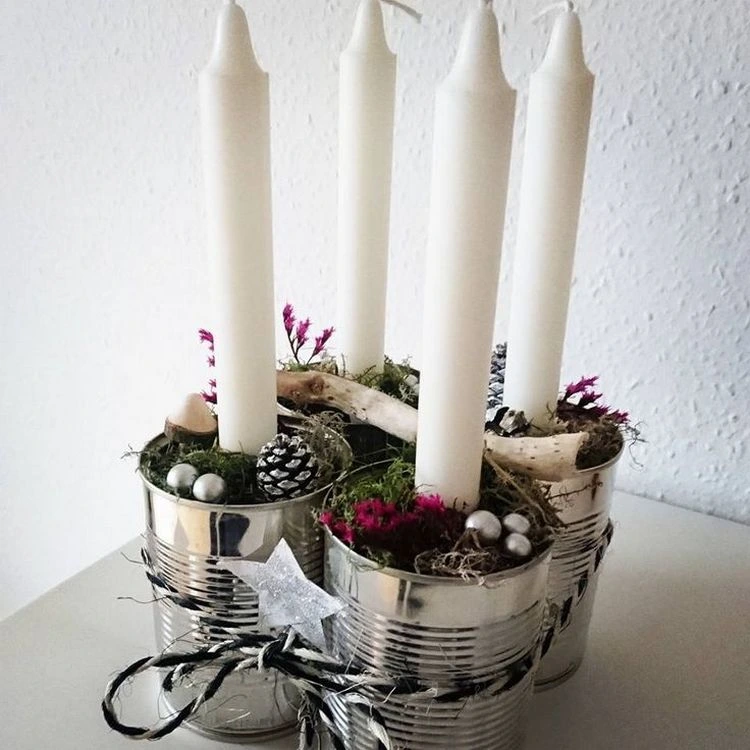 adventskranz aus dosen basteln anleitung