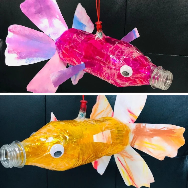 diy leuchtfisch aus plastikflasche zum martinstag