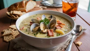 Einfaches Rezept für Muschelsuppe mit Kartoffeln und Gemüse selber machen