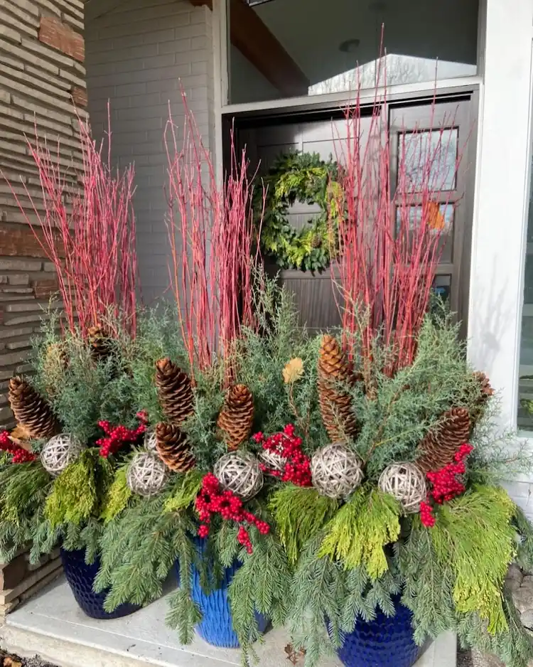 farbenfrohe kübel weihnachtlich gestalten