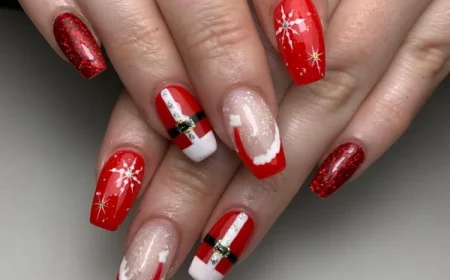 Gelnägel mit Weihnachtsmütze - schöne Designs für den Winter