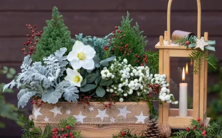 Idee für einen üppigen Blumenkasten mit Silberblatt und Schneebeere