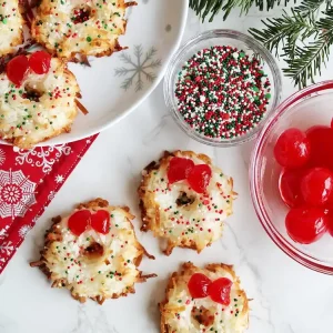 Kokosmakronen als Weihnachtskranz dekorieren Anleitung