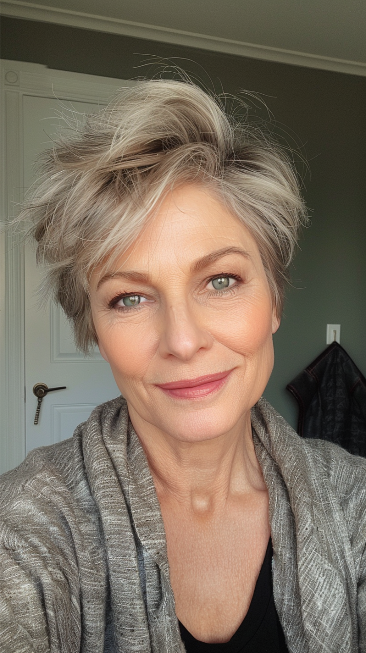 pixie cut für feines haar mit dezenten balayage strähnchen