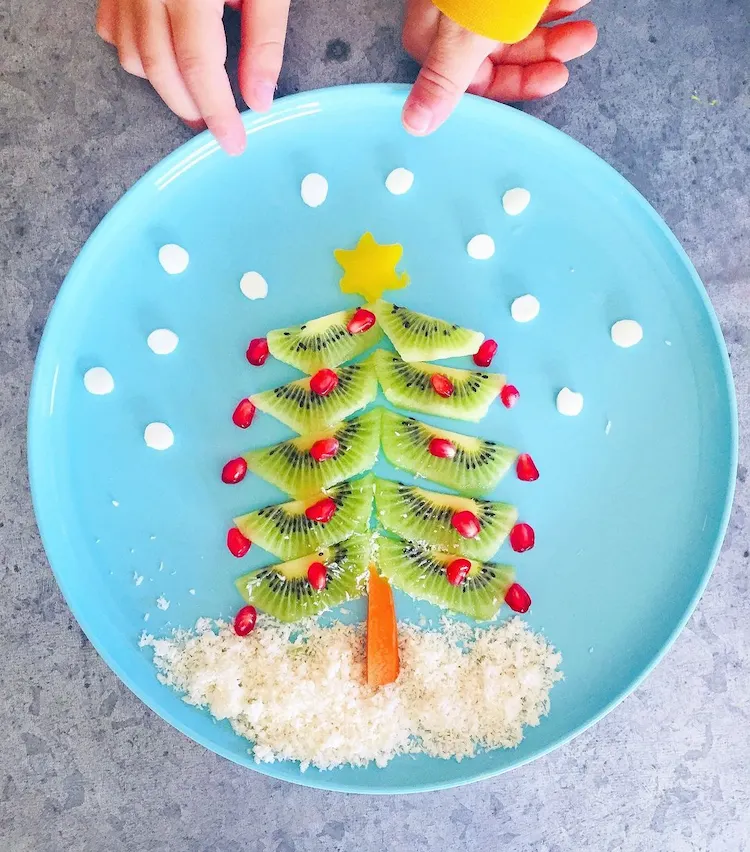 Weihnachtsbaum aus Kiwi gestalten Ideen