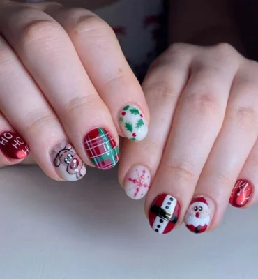 coole mismatched nails zu weihnachten