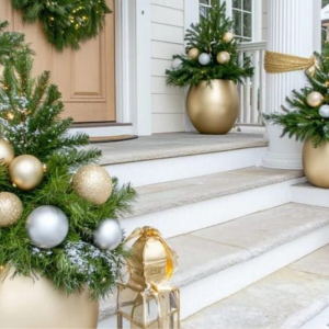 dekoidee für kübel festliche inspirationen für hauseingang und garten