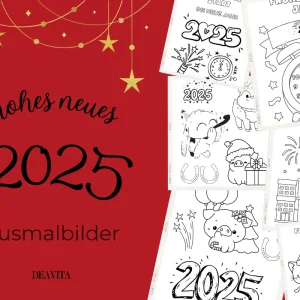 frohes neues 2025 ausmalbilder