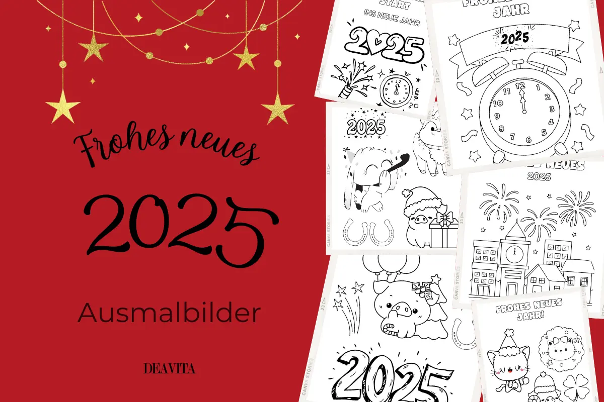 frohes neues 2025 ausmalbilder