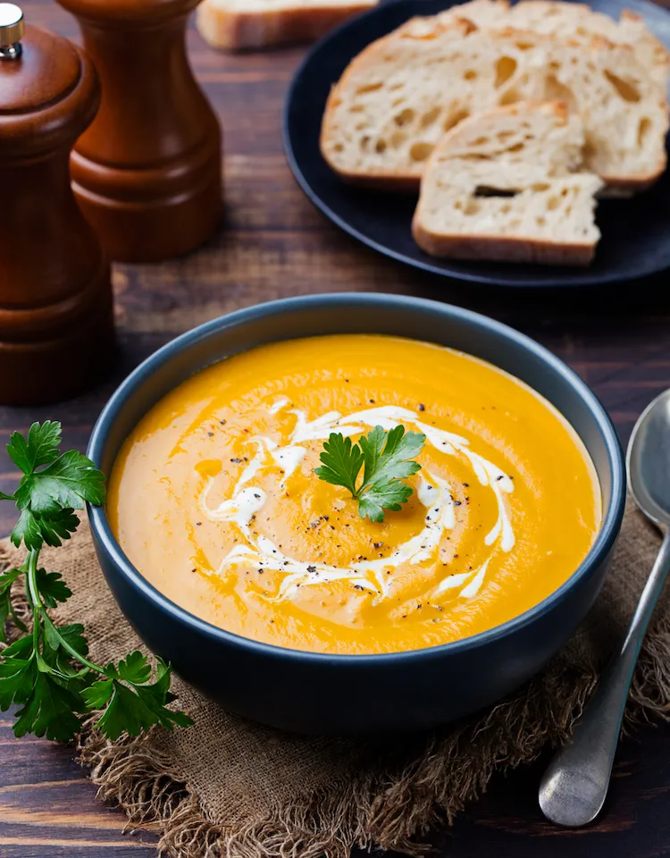 kürbissuppe zu glühwein servieren