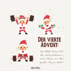 Lustige Sprüche zum 4. Advent versenden - Die Fitness des Weihnachtsmanns