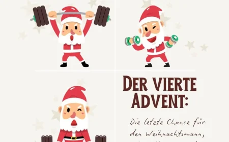 Lustige Sprüche zum 4. Advent versenden - Die Fitness des Weihnachtsmanns