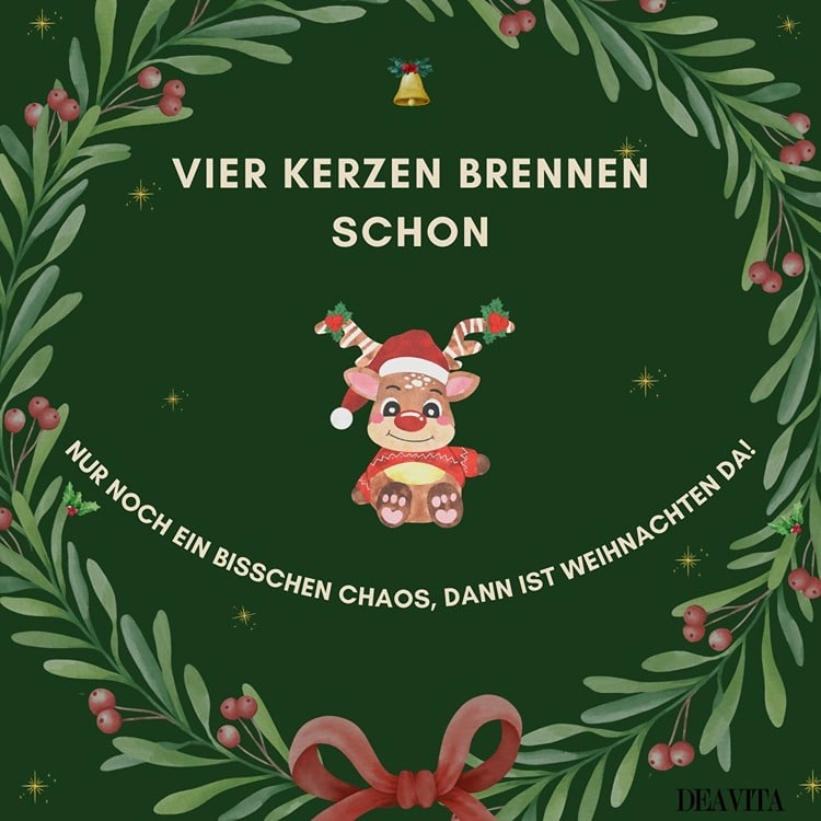 Lustige Sprüche zum 4. Advent mit Rentier zum Weitersenden