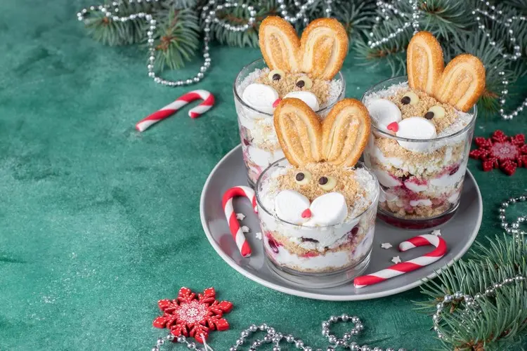 Nachtisch für die Silvesterparty in Form von Häschen mit Schweinsohren