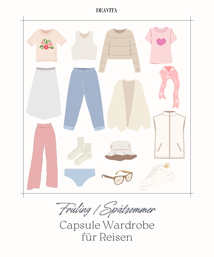 travel capsule wardrobe inspiration für frühling oder spätsommer