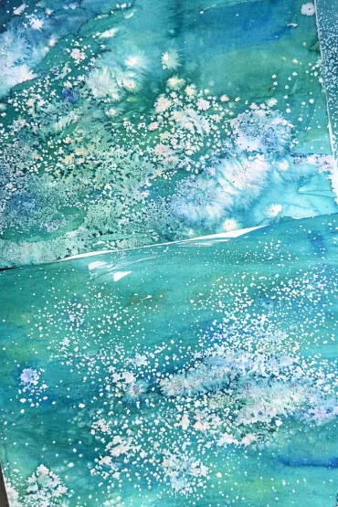 Abstrakte Bilder malen mit Salz im Winter