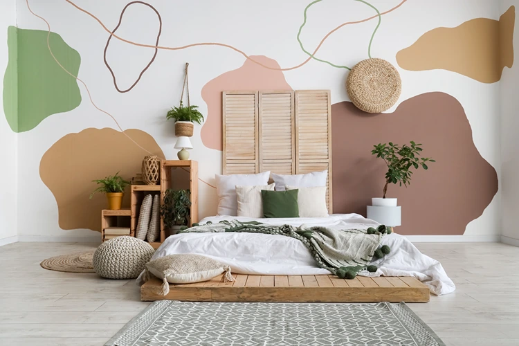 abstrakte boho muster als blickfang im schlafzimmer