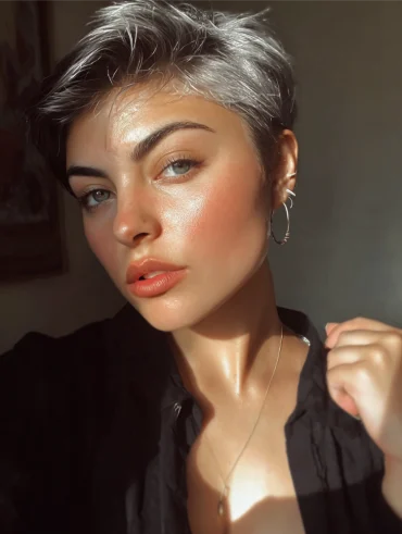 frau mit grauen haaren und italian crop