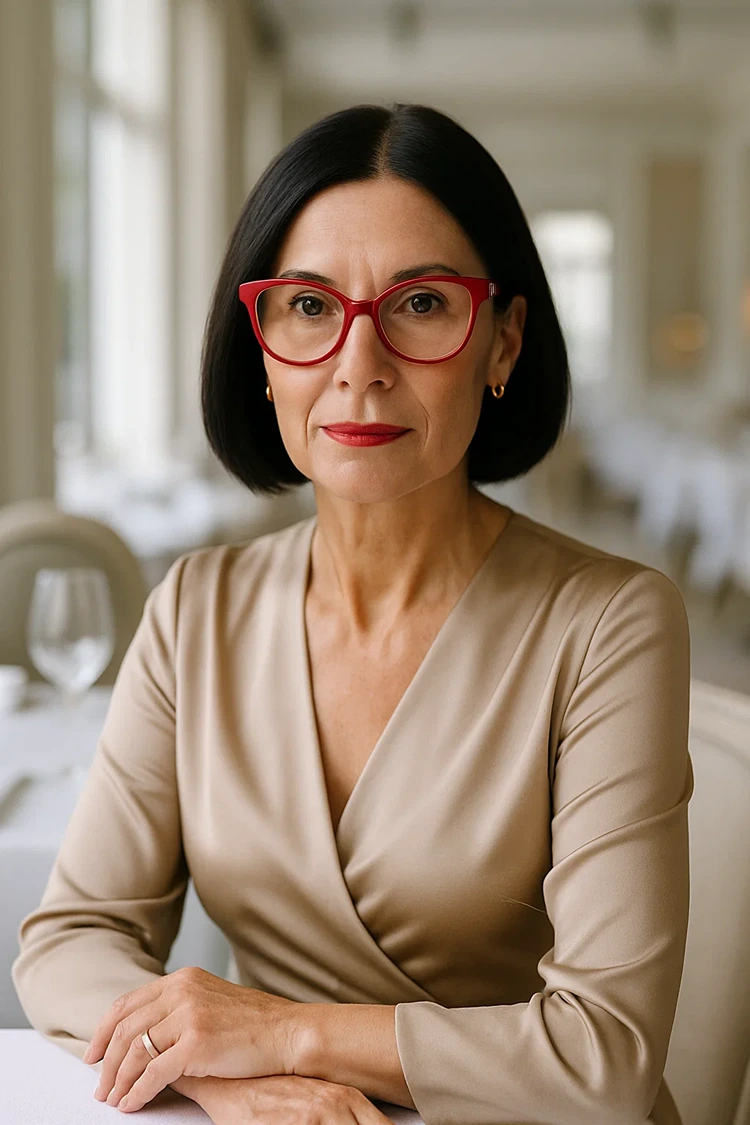 frisuren ab 60 die jünger machen mit brille bob schwarze glatte haare