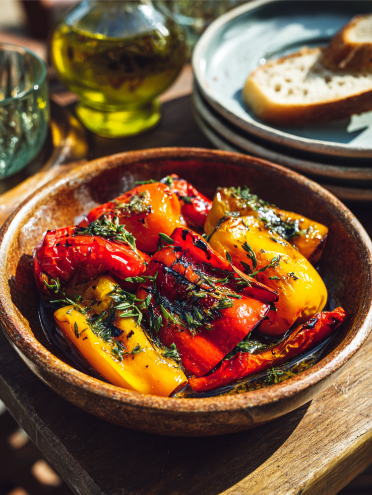 geröstete paprika als antipasti serviert