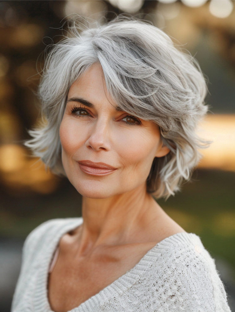 gestufter kurzhaarschnitt mit seitlichem pony