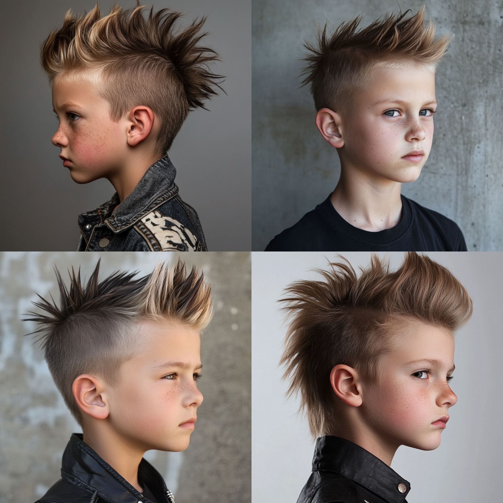 hairstyle mohawk boy with serioud face 12 years old with