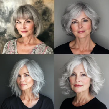 hairstyle shaggy bob steel grey women aged 66