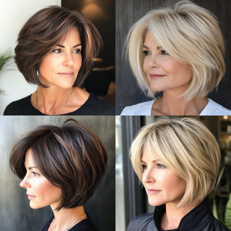layered bob hairstyle women 55 years old style bixie cut