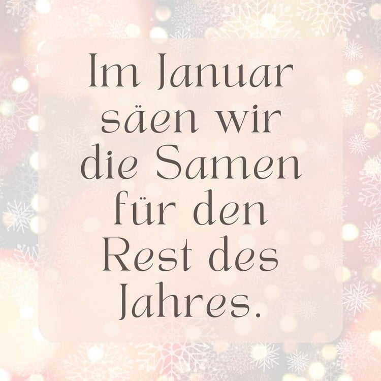 Lebensweisheit für den Januar - Wir säen die Samen für den Rest des Jahres