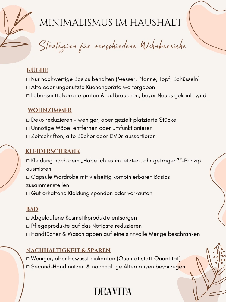 minimalismus im haushalt checkliste