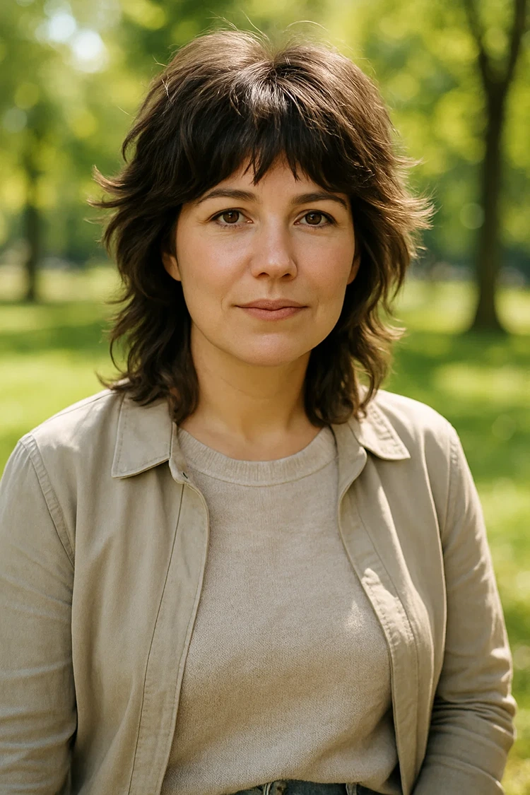 modernes wolf cut mit wellen