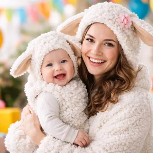 Mutter Kind Kostüm für Fasching selbst zusammenstellen - Das niedliche Schafskostüm
