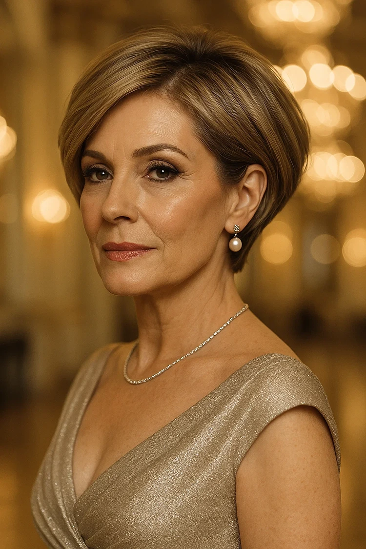 pagenkopf kurzer nacken mit highlights