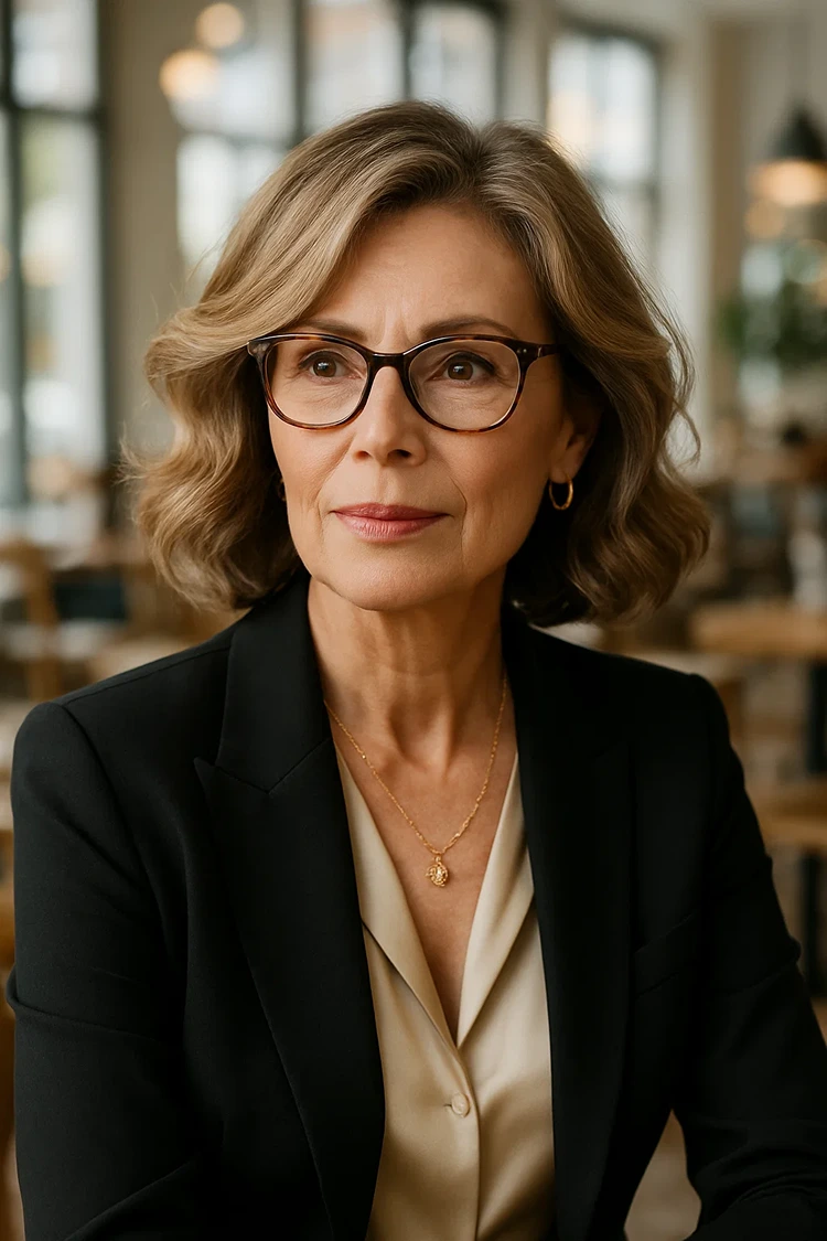 peppige frisuren für frauen ab 60 mit brille welliger bob