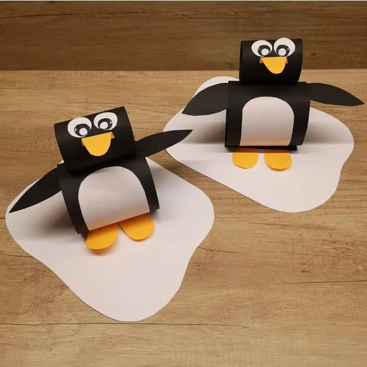 Pinguin aus Papier bastel mit Kindern