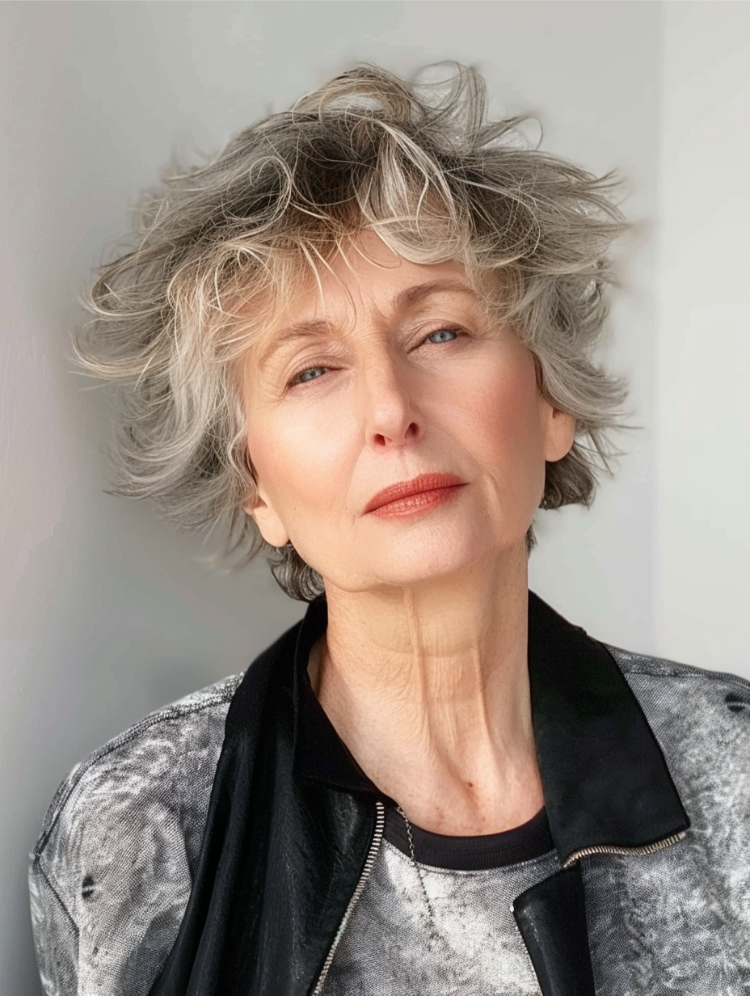 pixie shag cut ab 60 graue haare