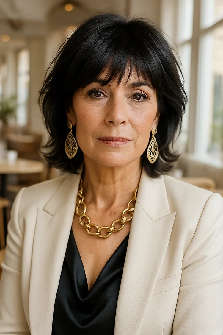 trendige frisuren ab 60 short shag mit pony