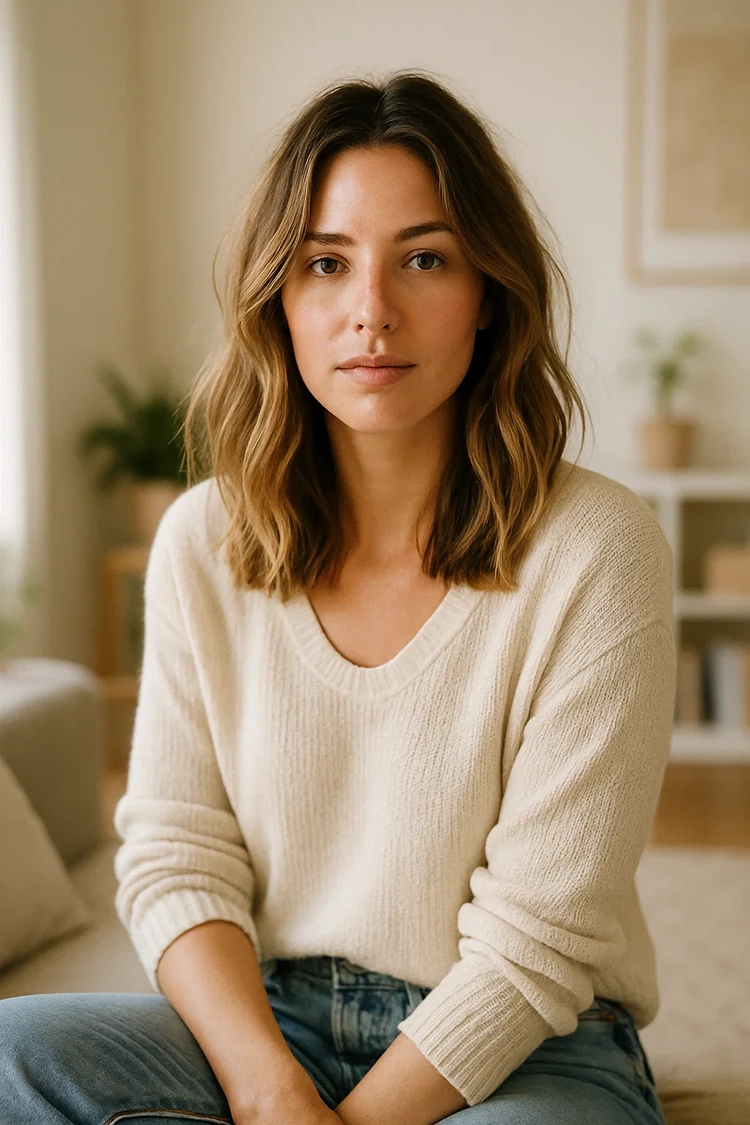 wellige haare lob haarschnitt mit mittelscheitel