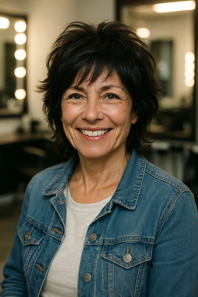 wolf haarschnitt stufig franstig frauen über 50