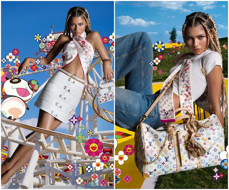 zendaya wurde als gesicht der louis vuitton x takashi murakami re edition kampagne