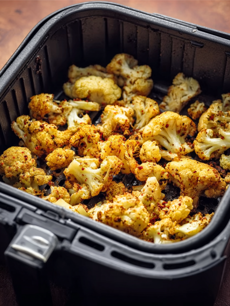 blumenkohl in der heißluftfritteuse mit rotem pfeffer