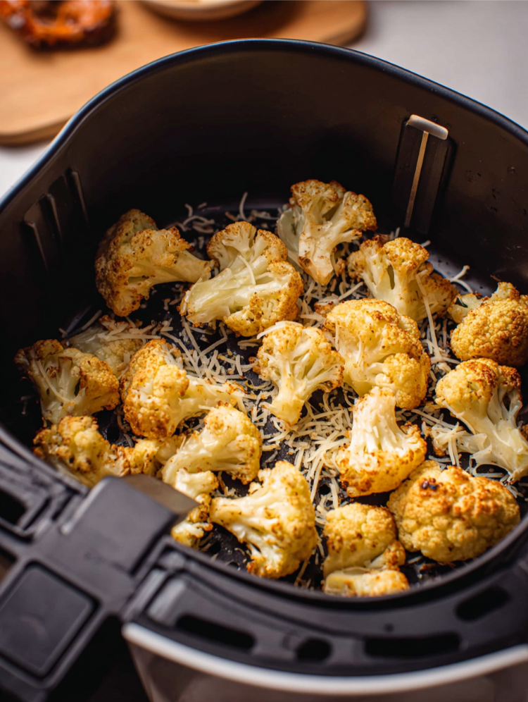 blumenkohl mit käse in der heißluftfritteuse zubereiten