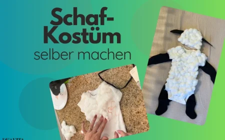 diy schafkostüm weißer body und wattebällchen