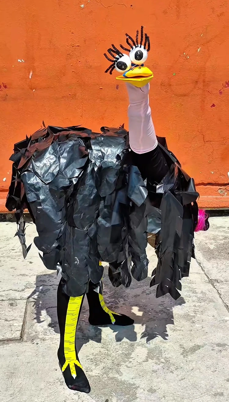 Lustige Strümpfe für das Straußenkostüm